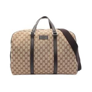 Gucci GG Canvas Boston Bag Leather Beige Brown